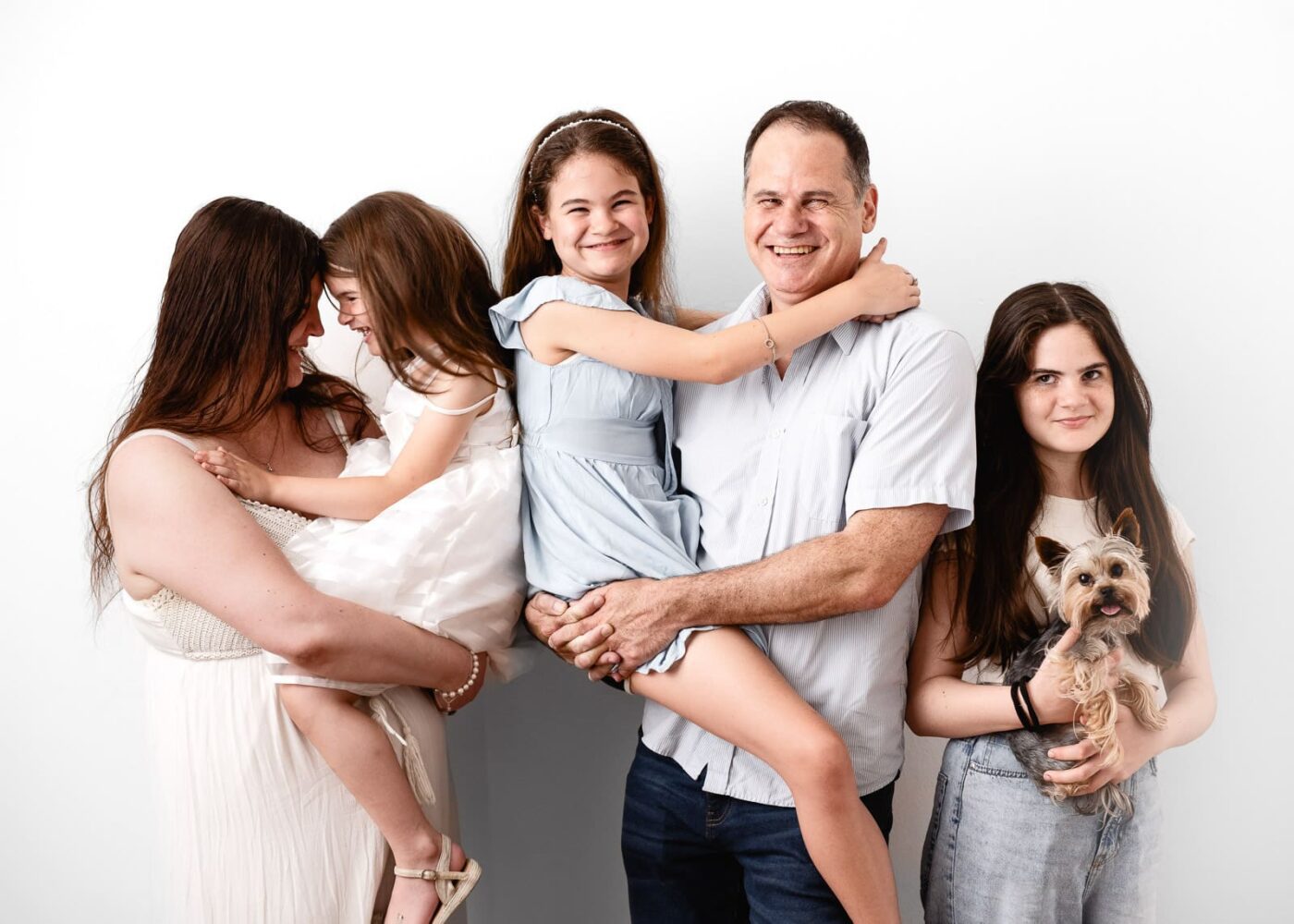 family studio photo shoot with dog